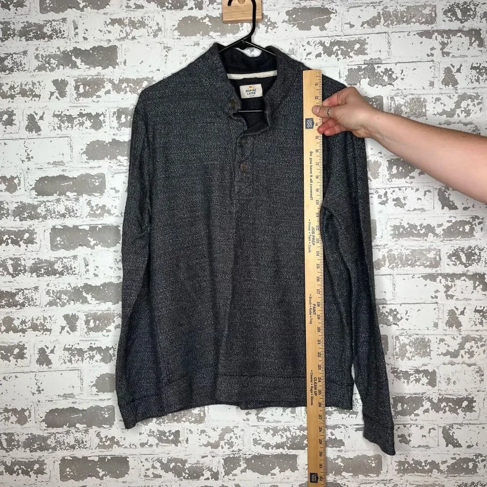 Marine layers | dark grey speckled Henley pullover